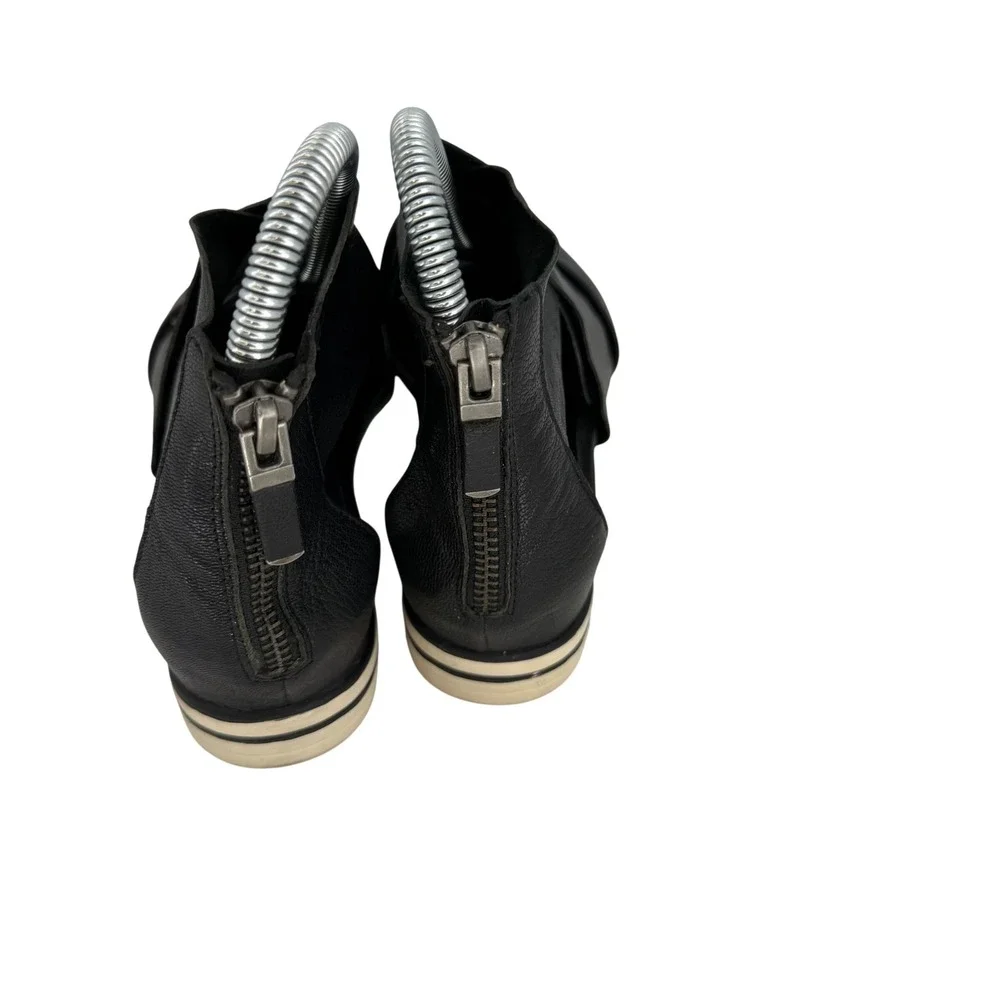 Eileen Fisher Black Leather Platform Sandals Crisscross Minimalist Luxe‎ Women 6